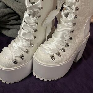 White Lace Rave Boots size 9